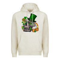 Oatmeal Heather St Patrick's Day boho skull Premium Hoodie - FaDigitalArtStudio