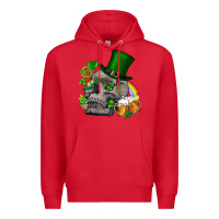 Red St Patrick's Day boho skull Premium Hoodie - FaDigitalArtStudio