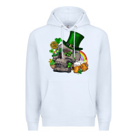 White St Patrick's Day boho skull Premium Hoodie - FaDigitalArtStudio