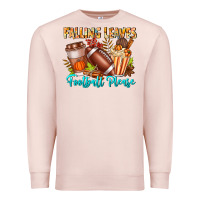 Pale Pink Falling Leaves Football Please Premium Sweatshirt - CowhideDigitalArt