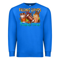 True Royal Falling Leaves Football Please Premium Sweatshirt - CowhideDigitalArt