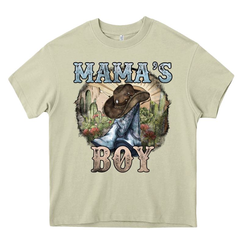 Mamas Boy Western Cowboy Boots Cactus Heavy Core Tee by NancyCooperArtShop | Teevron