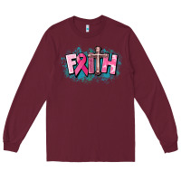 Burgundy Cancer Faith Cross Long Sleeve Tee - HowdyJamesFarm