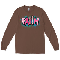 Chestnut Cancer Faith Cross Long Sleeve Tee - HowdyJamesFarm