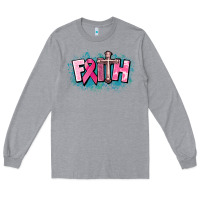 Heather Grey Cancer Faith Cross Long Sleeve Tee - HowdyJamesFarm