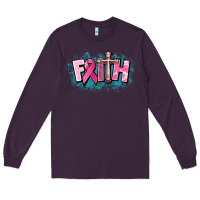 Plum Cancer Faith Cross Long Sleeve Tee - HowdyJamesFarm