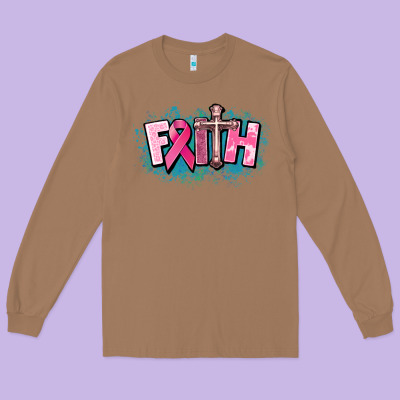 Cancer Faith Cross Long Sleeve Tee Designed By Howdyjamesfarm