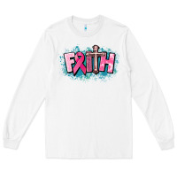 White Cancer Faith Cross Long Sleeve Tee - HowdyJamesFarm