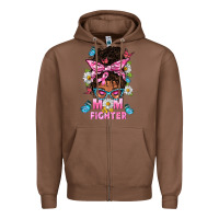 Chestnut Mom Is A Fighter And Afro Messy Bun Mom Zipper Hoodie - BundleAndBundleShop