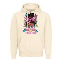 Sandshell Mom Is A Fighter And Afro Messy Bun Mom Zipper Hoodie - BundleAndBundleShop
