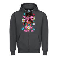 Smoke Mom Is A Fighter And Afro Messy Bun Mom Zipper Hoodie - BundleAndBundleShop