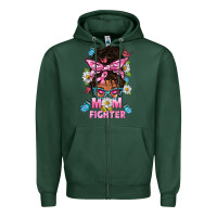 Sports Green Mom Is A Fighter And Afro Messy Bun Mom Zipper Hoodie - BundleAndBundleShop