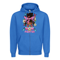 True Royal Mom Is A Fighter And Afro Messy Bun Mom Zipper Hoodie - BundleAndBundleShop
