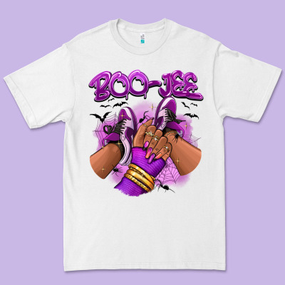 Boo-jee Halloween Afro Sneakers Premium Tee Designed By Ranaportraitstore