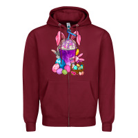 Burgundy Easter Coffee Cup Zipper Hoodie - BundleAndBundleShop