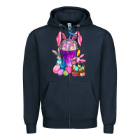 Navy Easter Coffee Cup Zipper Hoodie - BundleAndBundleShop