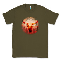 Army Green Western Cowboy Sunset Bull Skull Classic Tee - Bettercallsaul