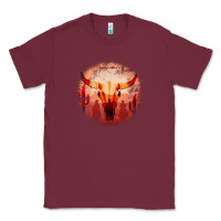 Burgundy Western Cowboy Sunset Bull Skull Classic Tee - Bettercallsaul