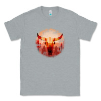Heather Grey Western Cowboy Sunset Bull Skull Classic Tee - Bettercallsaul