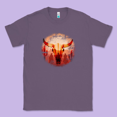 Western Cowboy Sunset Bull Skull Classic Tee Designed By Bettercallsaul