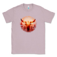 Lilac Western Cowboy Sunset Bull Skull Classic Tee - Bettercallsaul