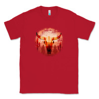 Red Western Cowboy Sunset Bull Skull Classic Tee - Bettercallsaul