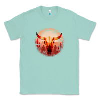Seafoam Western Cowboy Sunset Bull Skull Classic Tee - Bettercallsaul