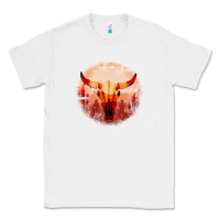 White Western Cowboy Sunset Bull Skull Classic Tee - Bettercallsaul