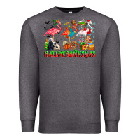 Charcoal Heather happy hallothanksmas flamingo Premium Sweatshirt - CowhideDigitalArt