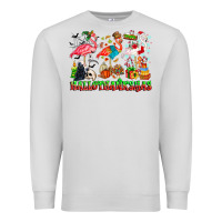 Dove Grey happy hallothanksmas flamingo Premium Sweatshirt - CowhideDigitalArt