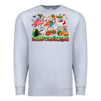 Heather Grey happy hallothanksmas flamingo Premium Sweatshirt - CowhideDigitalArt
