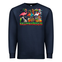 Navy happy hallothanksmas flamingo Premium Sweatshirt - CowhideDigitalArt