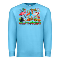 Ocean Blue happy hallothanksmas flamingo Premium Sweatshirt - CowhideDigitalArt