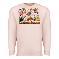 Pale Pink happy hallothanksmas flamingo Premium Sweatshirt - CowhideDigitalArt