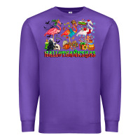 Purple happy hallothanksmas flamingo Premium Sweatshirt - CowhideDigitalArt