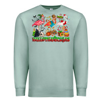 Seafoam happy hallothanksmas flamingo Premium Sweatshirt - CowhideDigitalArt