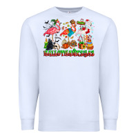 White happy hallothanksmas flamingo Premium Sweatshirt - CowhideDigitalArt