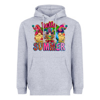 Heather Grey Hello summer Gnome Heavyweight Hoodie - CowhideDigitalArt