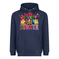 Navy Hello summer Gnome Heavyweight Hoodie - CowhideDigitalArt