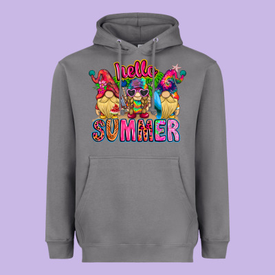 Hello Summer Gnome Heavyweight Hoodie Designed By Cowhidedigitalart