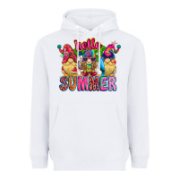 White Hello summer Gnome Heavyweight Hoodie - CowhideDigitalArt