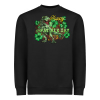 Black Happy St. Patrick's Day T-Rex Heavyweight Sweatshirt - HowdyJamesFarm