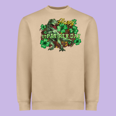 Happy St. Patrick's Day T-rex Heavyweight Sweatshirt Designed By Howdyjamesfarm