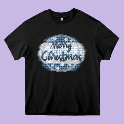 Merry Christmas Blue Heavy Core Tee Designed By Maliassmallbusiness