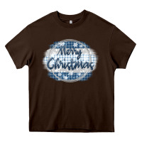 Chocolate Brown merry christmas blue Heavy Core Tee - MaliasSmallBusiness