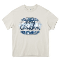 Cream merry christmas blue Heavy Core Tee - MaliasSmallBusiness