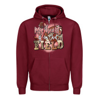Burgundy my heart is on that field Zipper Hoodie - FaDigitalArtStudio