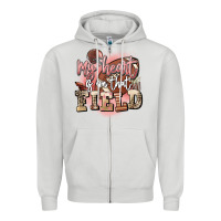 Dove Grey my heart is on that field Zipper Hoodie - FaDigitalArtStudio