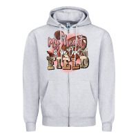 Heather Grey my heart is on that field Zipper Hoodie - FaDigitalArtStudio