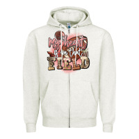 Oatmeal Heather my heart is on that field Zipper Hoodie - FaDigitalArtStudio